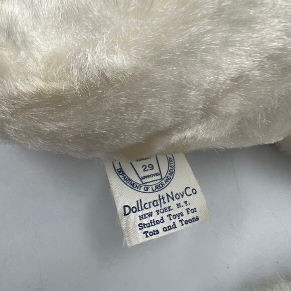 Vintage 1960's Dollcraft Laverne & Shirley Boo Boo Kitty Stuffed White & Red 20" - Picture 7 of 10